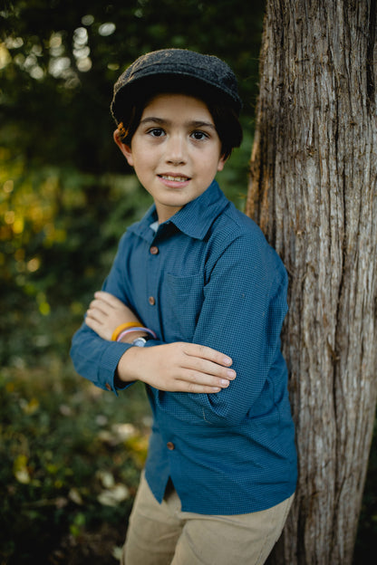 Indigo Lattice ~ Boy’s Brave Button-up