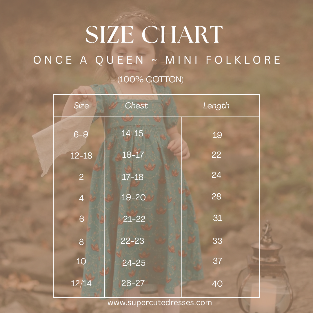 Size chart for dress sizes