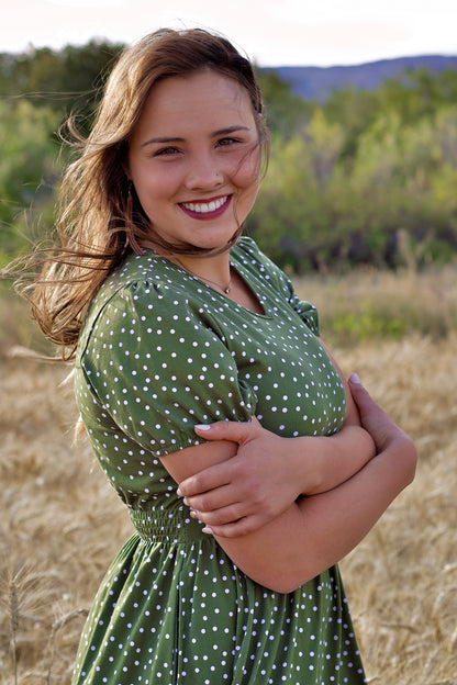 Olive Dots ~ Storybook Dress