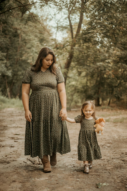 Olive Dots ~ Storybook Dress