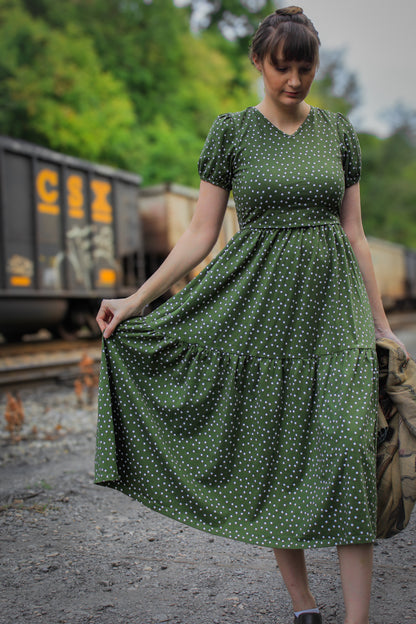 Olive Dots ~ Storybook Dress