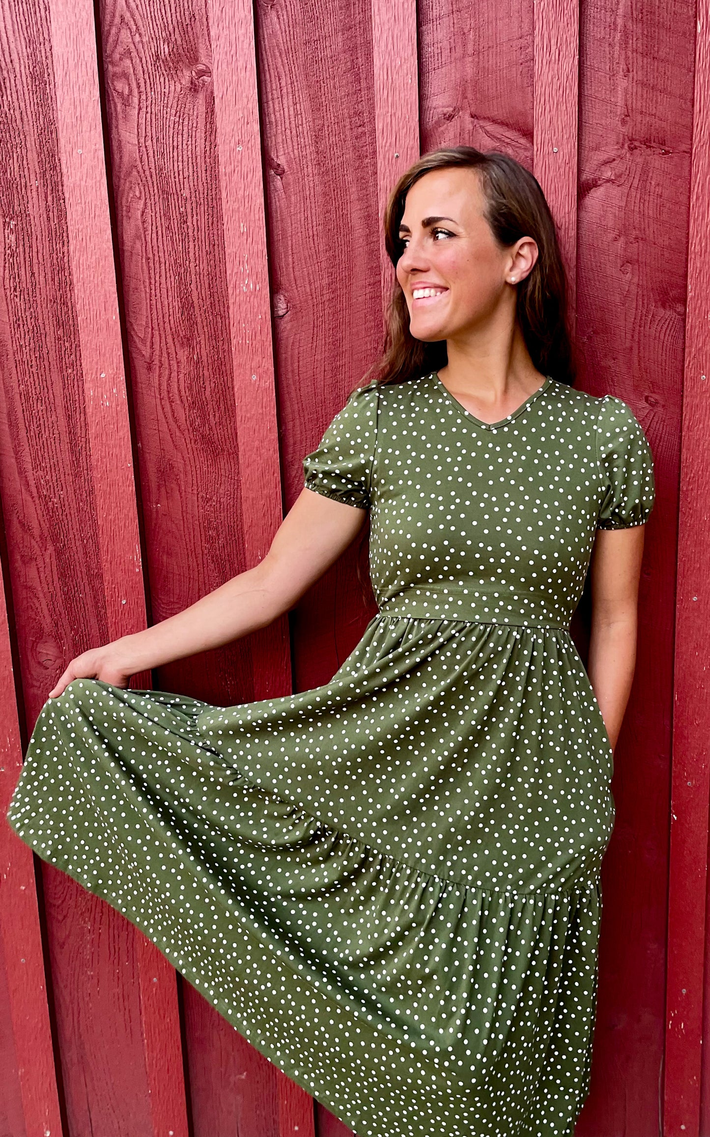 Olive Dots ~ Storybook Dress