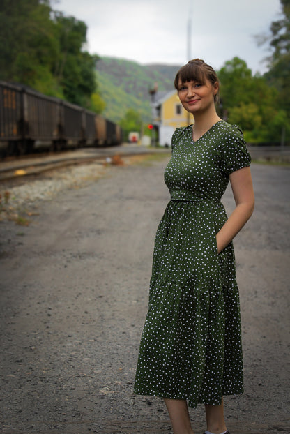 Olive Dots ~ Storybook Dress