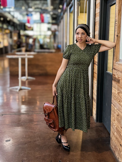 Olive Dots ~ Storybook Dress