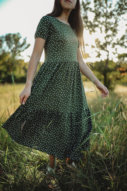 Olive Dots ~ Novella Dress