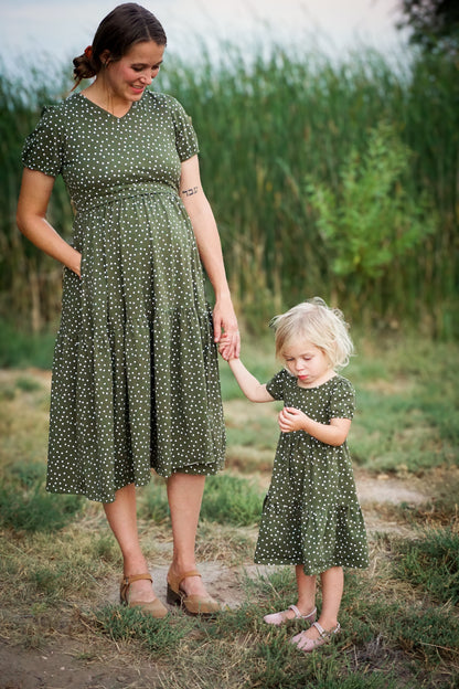 Olive Dots ~ Novella Dress