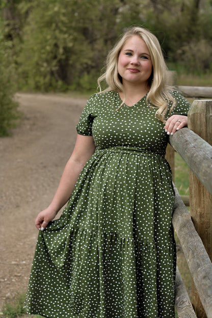 Olive Dots ~ Storybook Dress