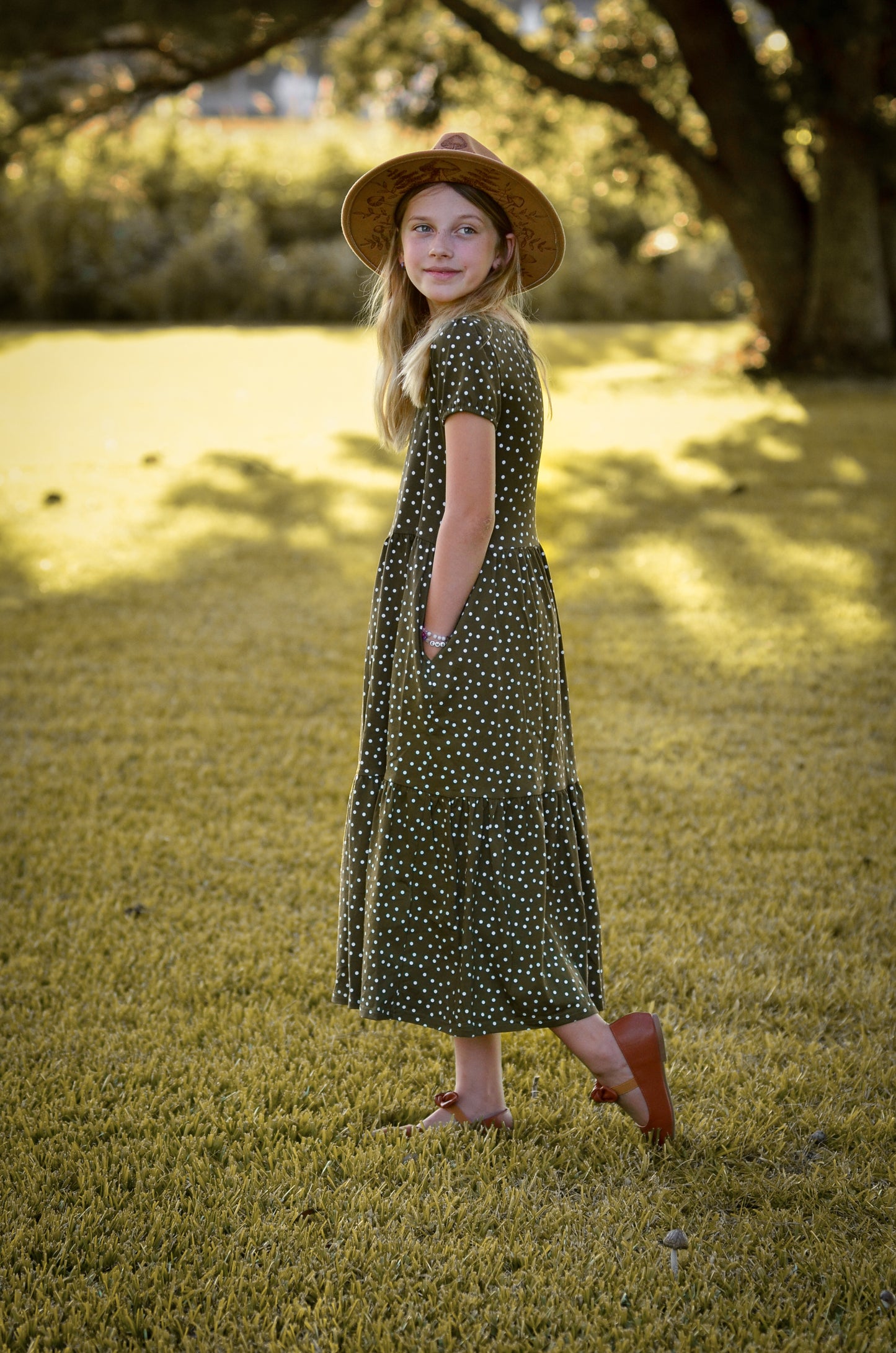 Olive Dots ~ Novella Dress