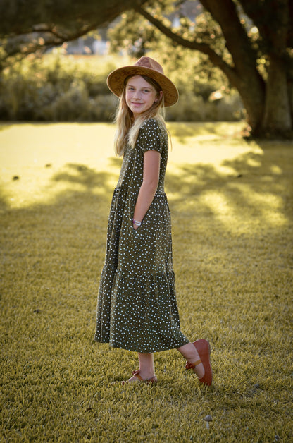 Olive Dots ~ Novella Dress