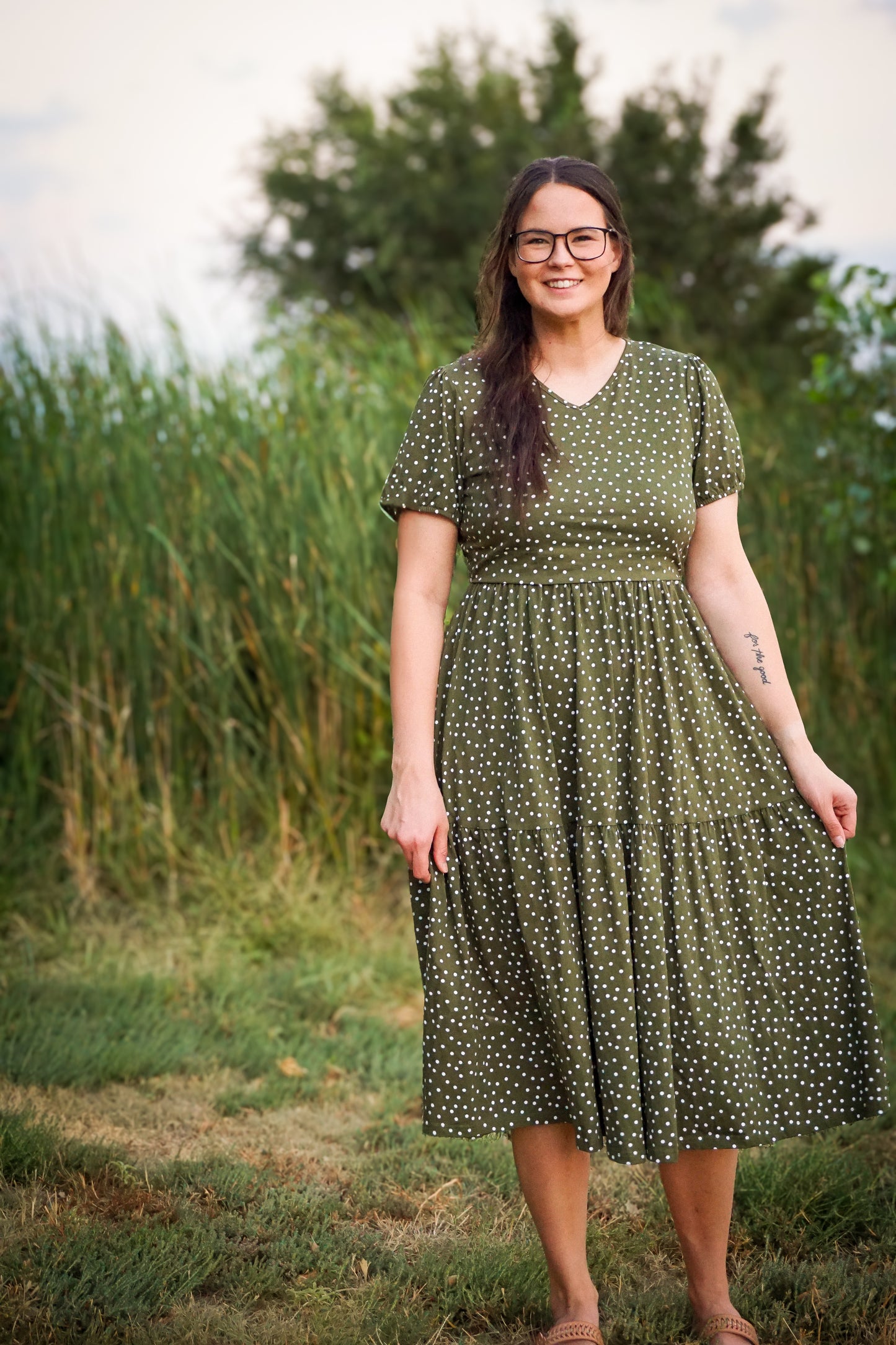 Olive Dots ~ Storybook Dress