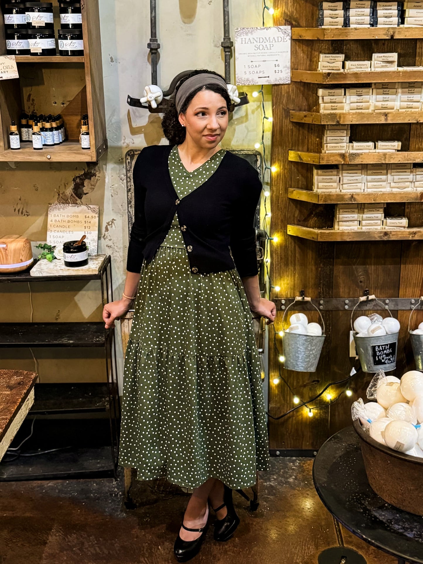 Olive Dots ~ Storybook Dress