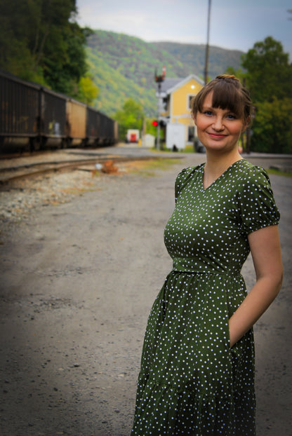 Olive Dots ~ Storybook Dress