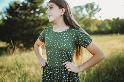 Olive Dots ~ Novella Dress