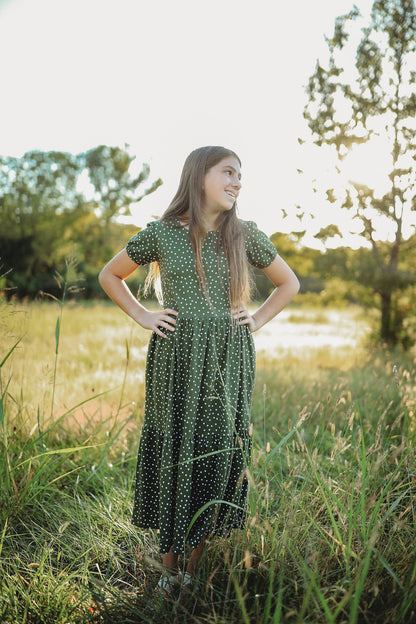 Olive Dots ~ Novella Dress