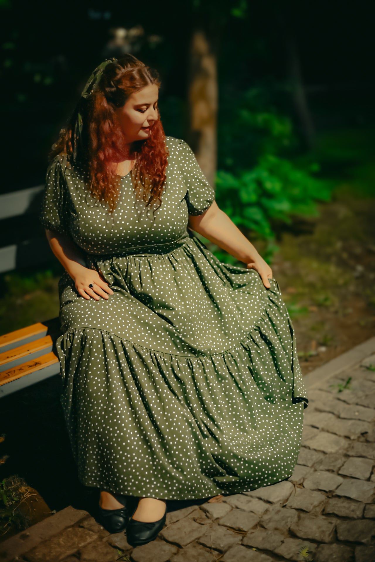 Olive Dots ~ Storybook Dress