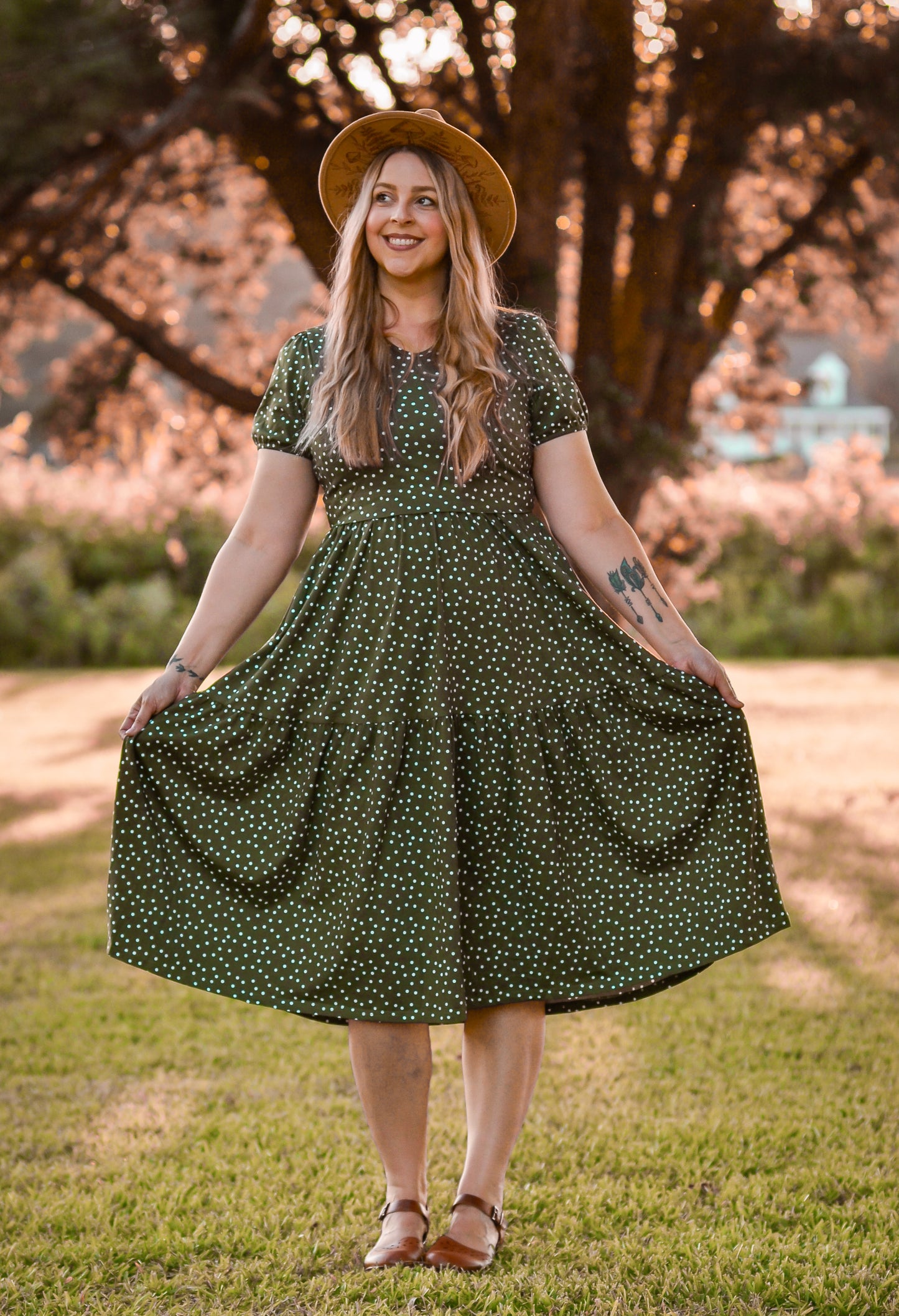 Olive Dots ~ Storybook Dress