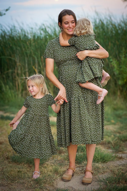 Olive Dots ~ Novella Dress