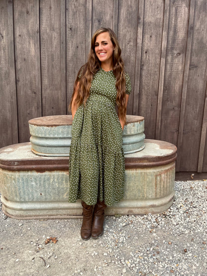 Olive Dots ~ Storybook Dress