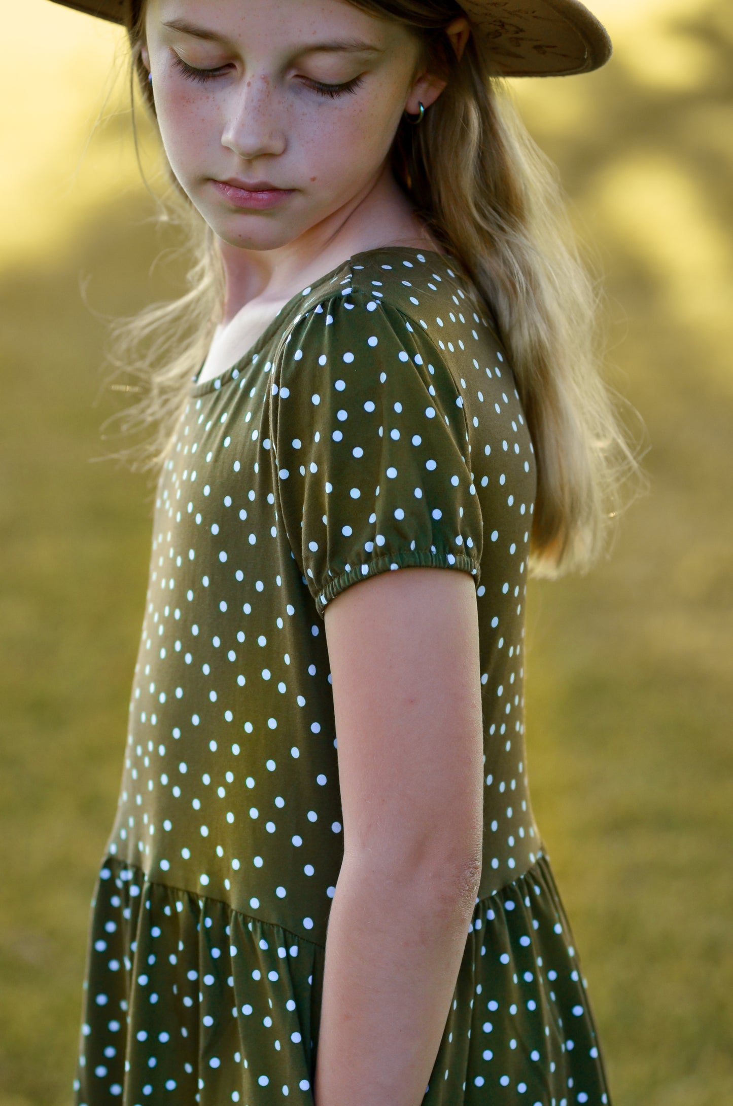 Olive Dots ~ Novella Dress