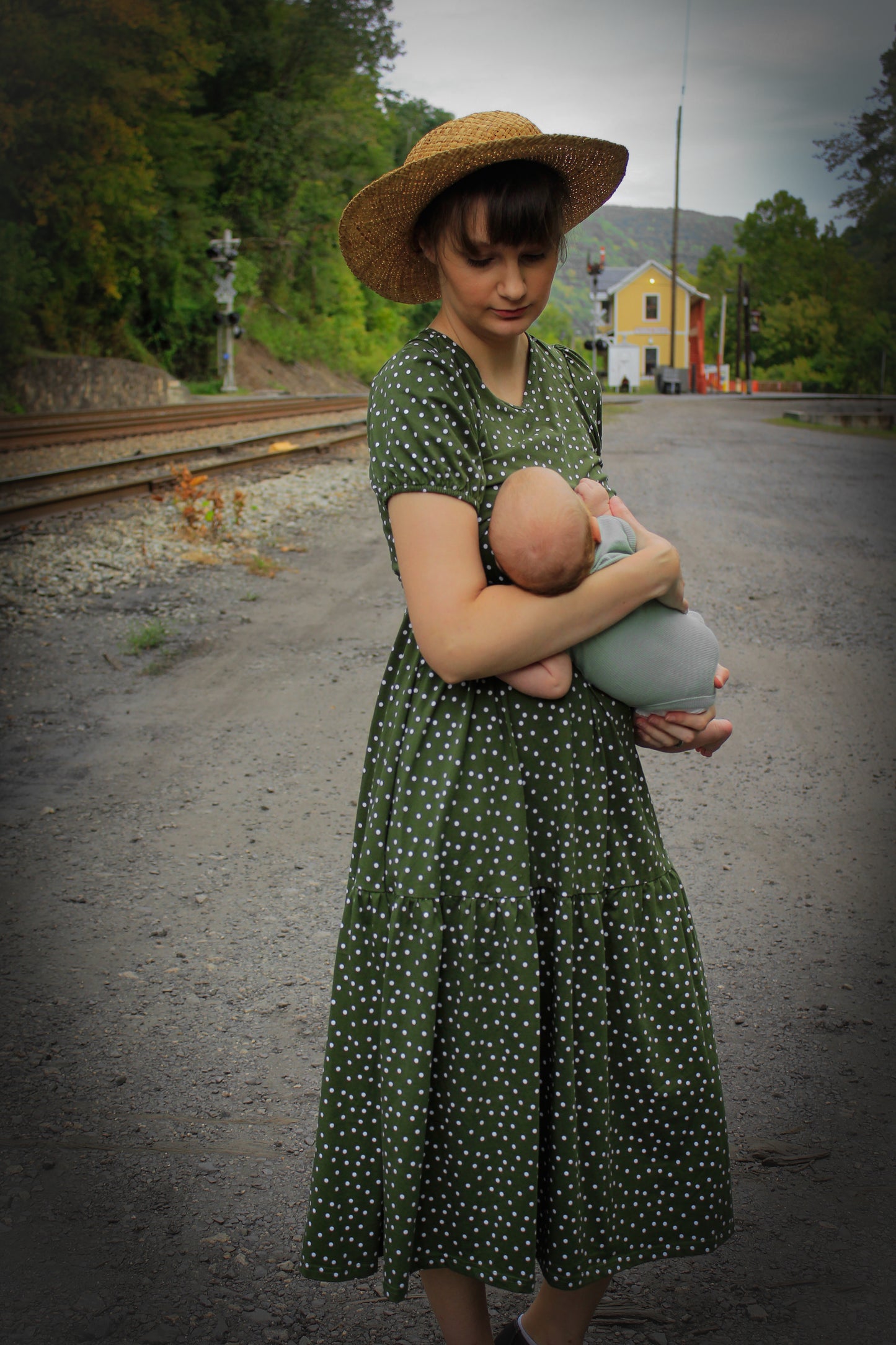 Olive Dots ~ Storybook Dress