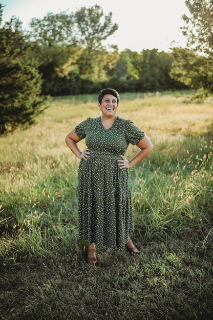 Olive Dots ~ Storybook Dress