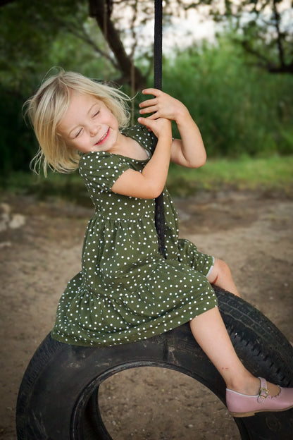 Olive Dots ~ Novella Dress