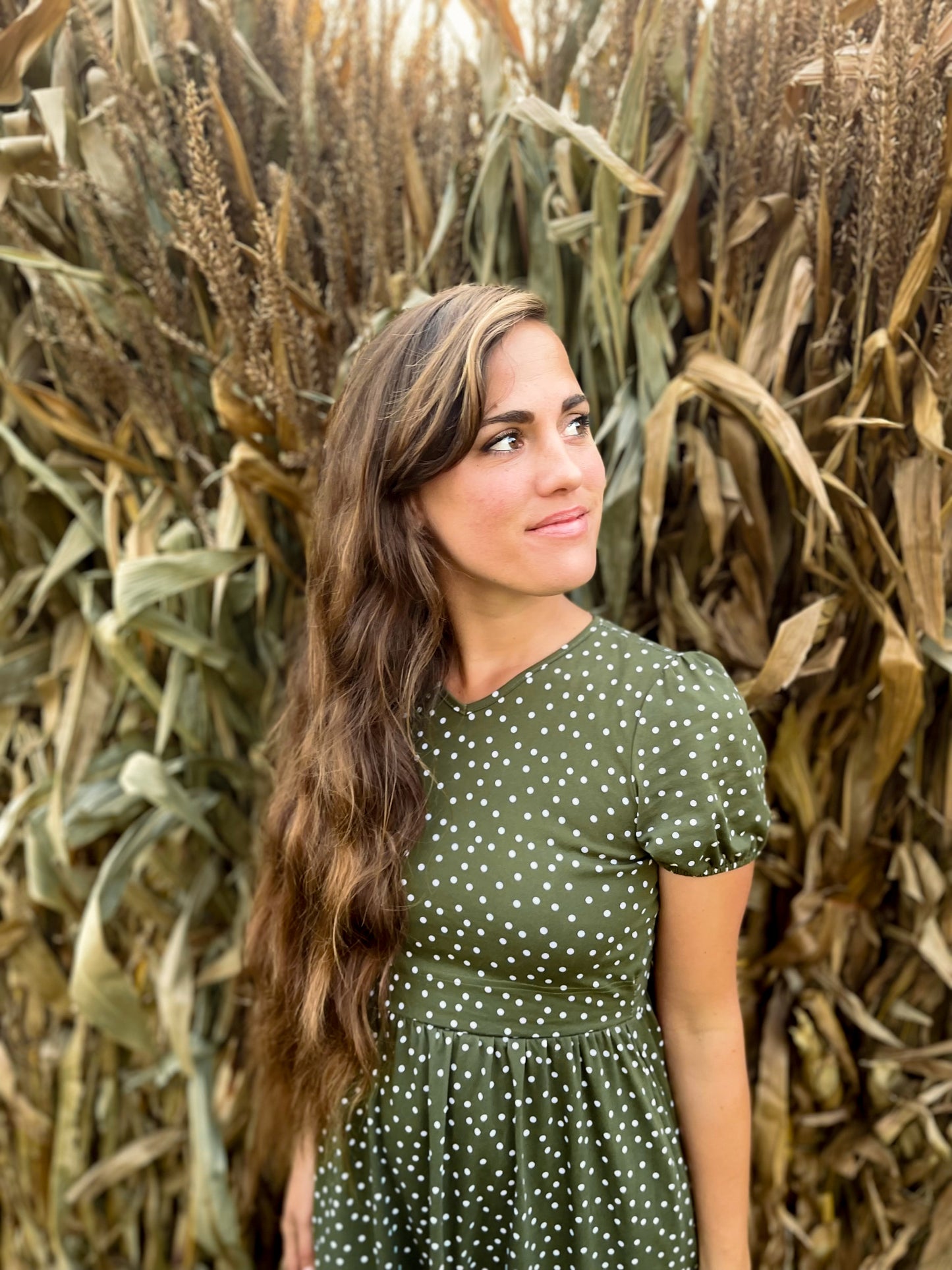 Olive Dots ~ Storybook Dress