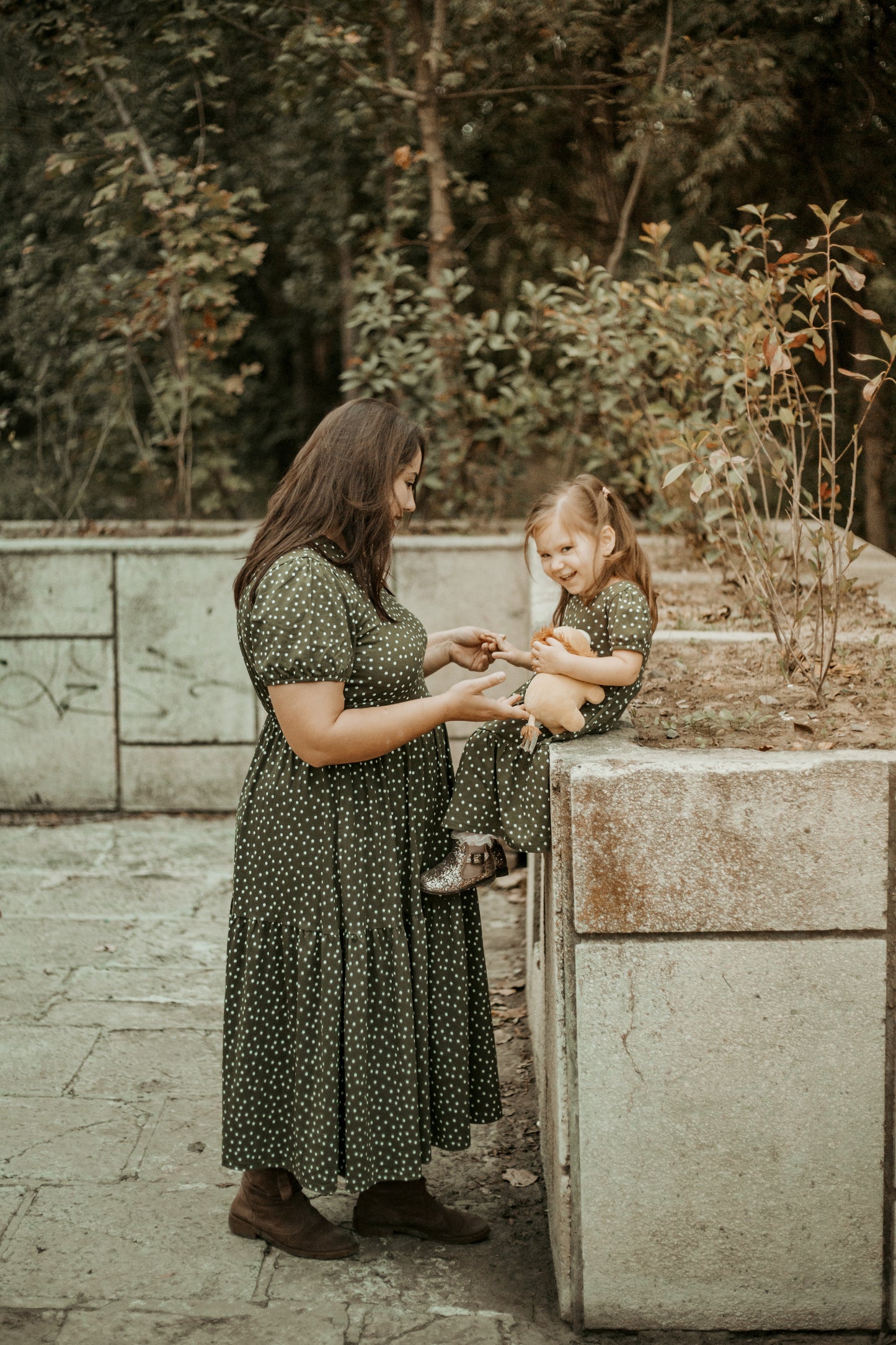 Olive Dots ~ Storybook Dress